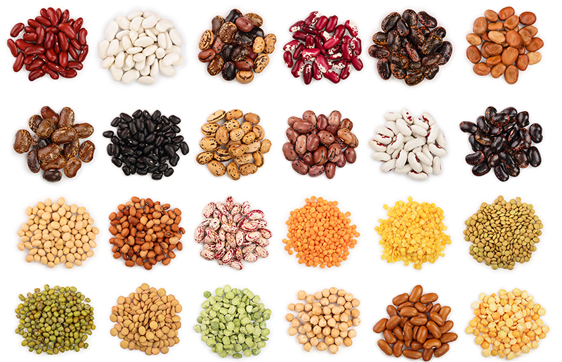 mix,legumes,isolated,on,white,background.,top,view.,flat,lay