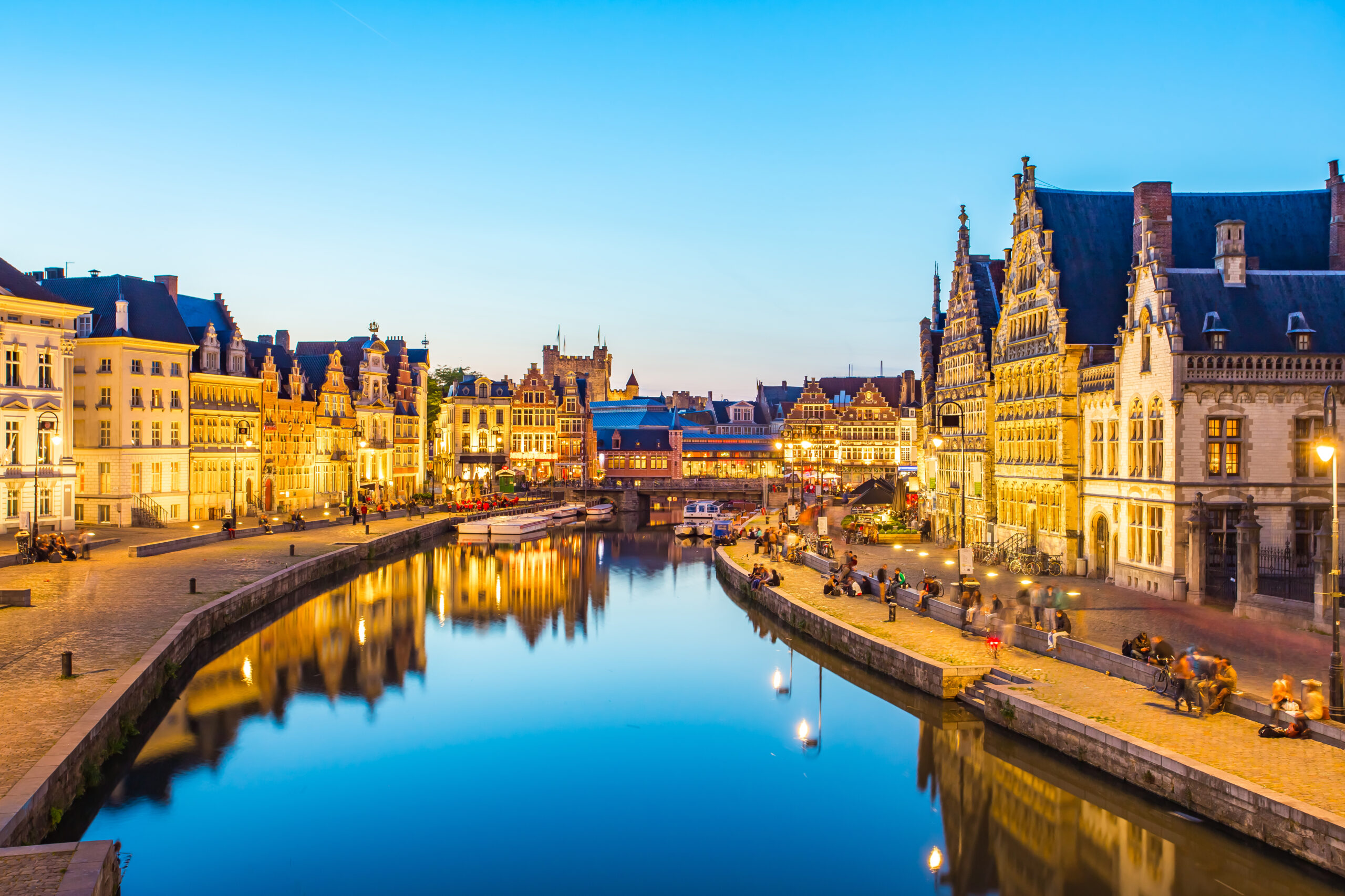 panorama,view,of,ghent,canal,in,belgium.