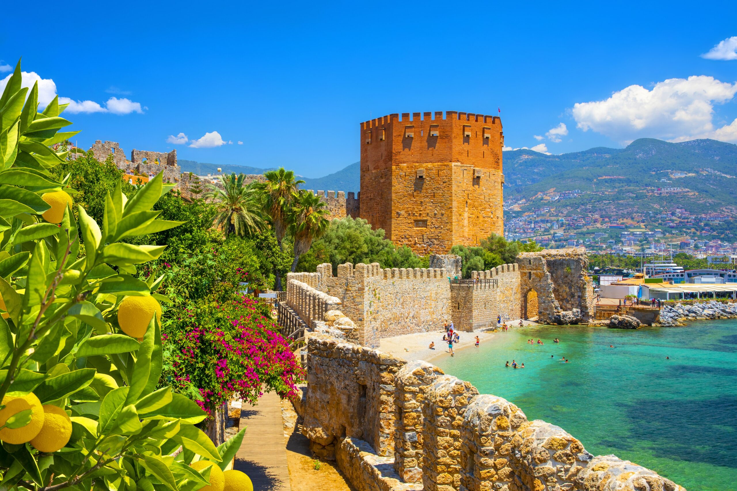 ancient,red,tower,kizil,kule,in,port,of,alanya,,turkey