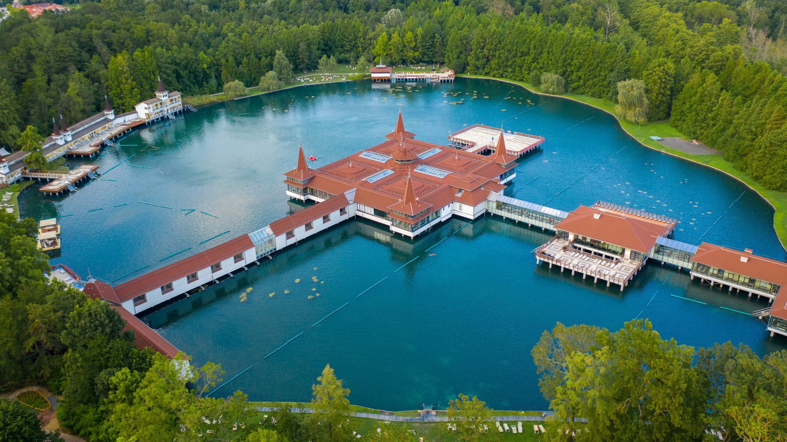 lake,heviz,taken,from,a,drone.,beautiful,lake,with,thermal