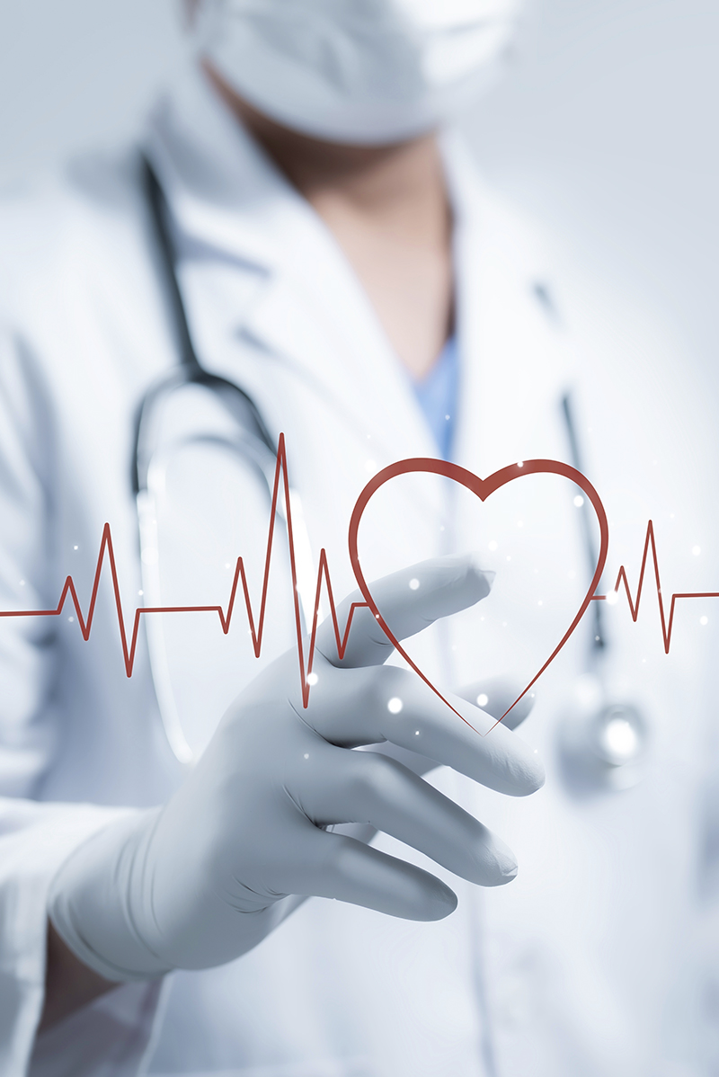 medical,worker,hand,pointing,heart,wave,red,line,wave,of