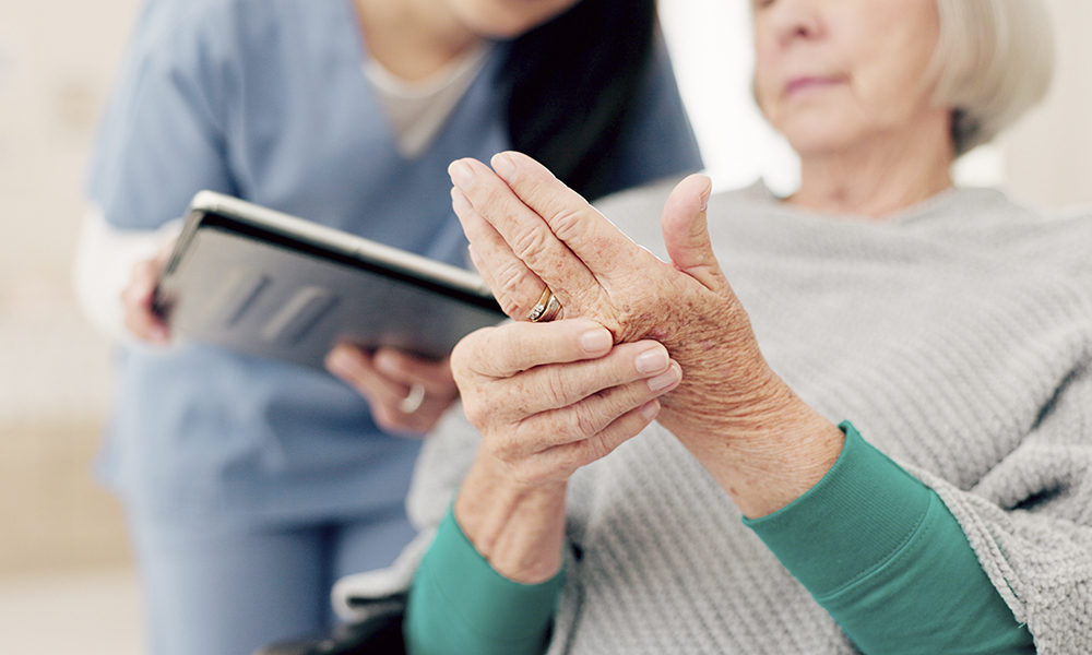 hands,,talking,and,a,woman,with,a,doctor,for,a