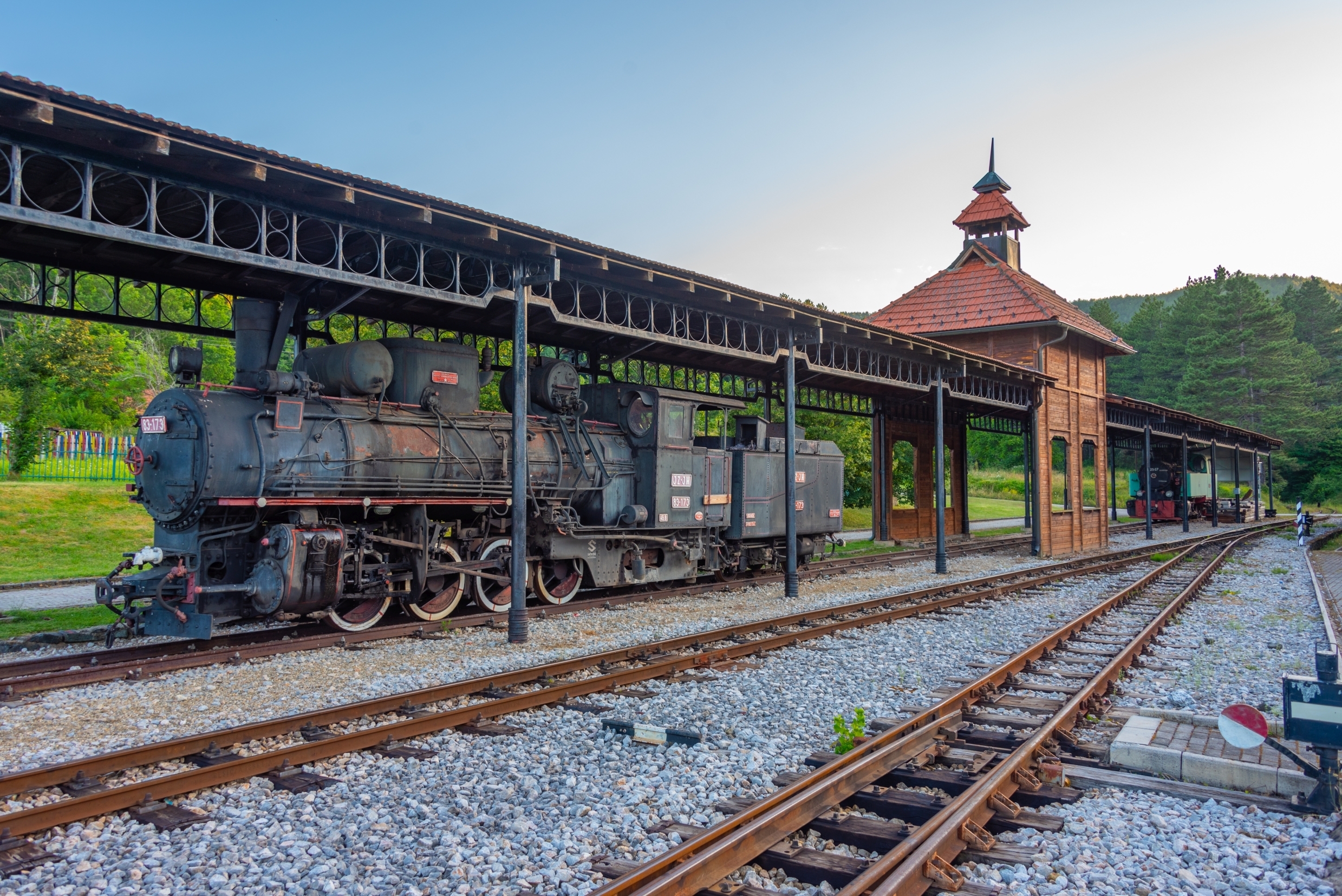 sunset,view,over,sargan,eight,train,station,in,mokra,gora,